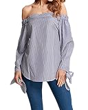 ZANZEA Damen Schulterfrei Freizeit Langarm Sommer Party Club T-shirt Bluse Tops