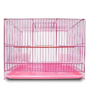 PetzLifeworld 15 Inch Small Birds Cage Suitable for Finches and Small Birds Cage | Powder Coated | (Pink)