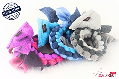 DOG-RING-TUG-TOY-Tugger-Tug-Chase-Rope-SMALL-15cm6in-LARGE-25cm10in-HAND-MADE-Soft-plaited-Flexible-FLEECE-DOG-RING-TOY-IN-VARIOUS-COLOURS-SIZES-Ideal-FOR-TRAINING-or-for-PUPPY-PLAY-High-QUALITY-Hand-
