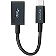 Amazon Basics - Adapterkabel, USB-Typ-C-Stecker auf USB-Buchse, USB 3.1, 1. Generation, Schwarz