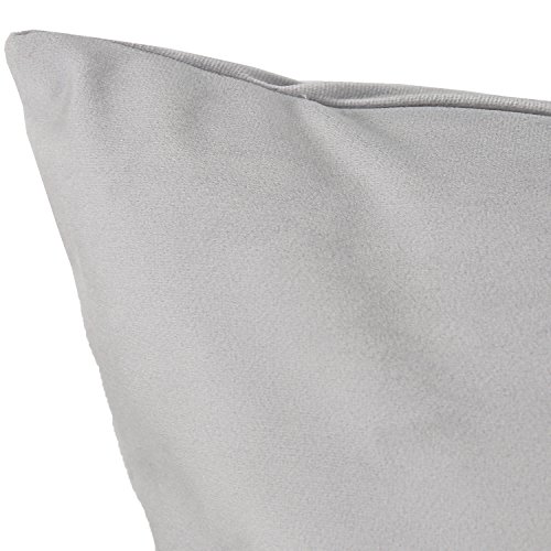 Deconovo Samt Zierkissenhüllen für Auto Kissenbezüge 45×45 cm Hellgrau - 3
