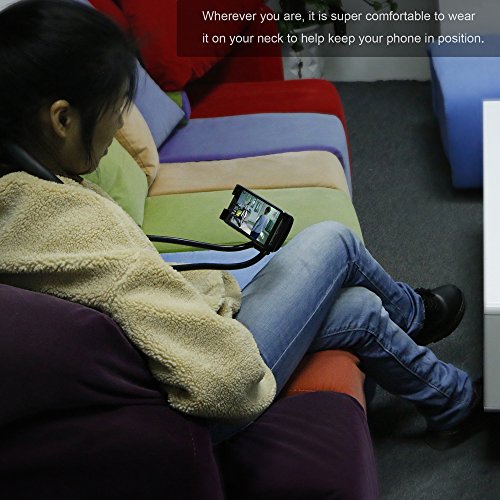 Cellulari Supporto Nero, Letone Neck Phone Support Girevole 360 Rotazione Collo Supporto per Appeso per iphone, Samsung, Huawei Smartphone Universale, per Auto, Divano, Cucina, Ufficio