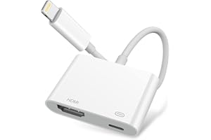 HIGHSPIRIT Apple Lightning to HDMI Digital AV Adapter, 1080P Video & Audio Sync Screen Converter, Charging Port for iPhone/iPad 1080P HDMI Converter for HD TV/Projector/Monitor, Support All iOS - White