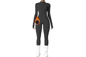 OEAK Tuta Intera Donna Invernale Tuta Felpata Donna Sportiva Aderente Maniche Lunghe Tute in Pile Donna Elegante con Cerniera Tinta Unita per Yoga Palestra Ginnastica