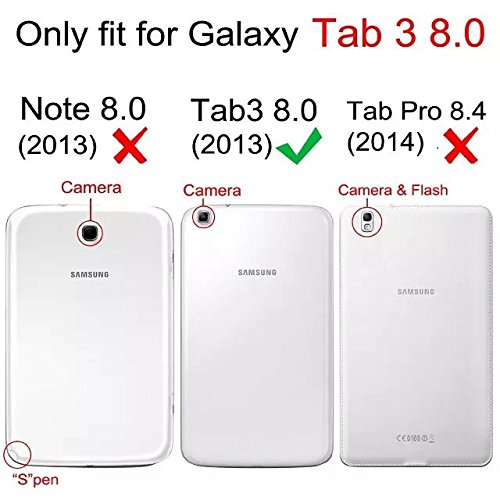 Samsung Galaxy Tab 3 8.0 Case – Hellblau PU Leder Schutz Hülle 360° drehbar Case für Samsung Galaxy Tab 3 8.0 Zoll SM-T310 Lederhülle Tasche Flip Cover Etui Grün Schutzhülle mit Schwenkbar flexiblem Ständer + Displayschutzfolien und Stylus - 4