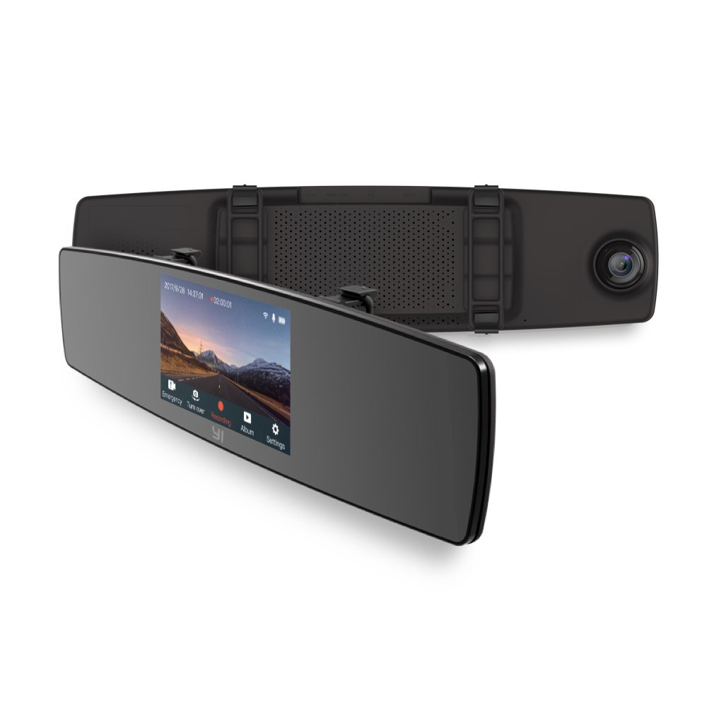 YI Telecamera per auto Specchietto retrovisore Wifi doppia camera 1080p 720p fronte retro DashCam mirror modalità parcheggio rilevamento movimento