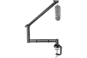 Socodox Brazo Micrófono Soporte Brazo Micrófono Mesa Compatible con Blue Yeti Rode PodMic Abrazadera 7cm 2kg Carga Brazo Mic de Bajo Perfil para Streaming Podcast Home Office Negro