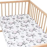 Zèbre Lot de 2 draps housse Pati'Chou 100% Coton motif animaux pour berceau bébé 50x83 cm