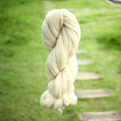 SOLEDI Filzwolle Märchenwolle Naturmaterial geeignet für Nassfilzen und Trockenfilzen 100g Milchweiß - 7