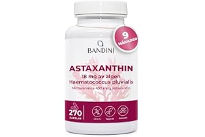 Bandini® Ren astaxantin 270 kapslar, räcker i 9 månader | 100 % veganskt kosttillskott från algen Haematococcus pluvialis – 1