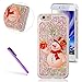 Produktbild iPhone SE Hülle,iPhone 5S Hülle,iPhone 5S Case,EMAXELERS Cute Princess Blumen Muster Hart Transparente Hülle Case Cover Weihnachten Serie 3D Glitter flüssigkeit Schwimmende Veränderung farbe Pailletten Bling Weiter Schwer Hülle Case für iPhone SE & iPhone 5S/5 + Send 1 Pcs Stylus Pen,Snowman & Gift
