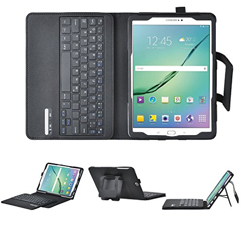 Samsung Galaxy Tab S2 T719 Bluetooth Tastatur [QWERTZ Tastatur]- IVSO mit Standfunction , Abnehmbare Wireless Bluetooth Tastatur Schutzhülle NUR geeignet für Samsung Galaxy Tab S2 T719 20,31 cm (8 Zoll) Tablet-PC, Schwarz