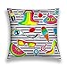 Produktbild Tyuyui Pillow Cases Fashion Patch Badges Lips kiss Heart Star Ice Cream Lipstick Eye Shit Rainbow Vector Background Over Stripes Cute Grey tempurpedic