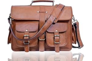 ALASKA EXPORTS Laptoptasche aus Leder | Leder Messenger für Damen und Herren | Aktentaschen für Männer | Eine perfekte Umhängetasche kann für Schule und Arbeit werden (30,5 x 43,2 cm),