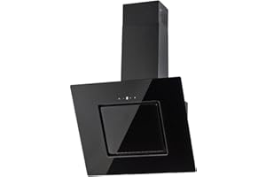 PKM Schräghaube S26-60BBTY | Dunstabzugshaube | Wandhaube | Abluft | Umluft | Schwarzes Glas | Touch Control | 60cm