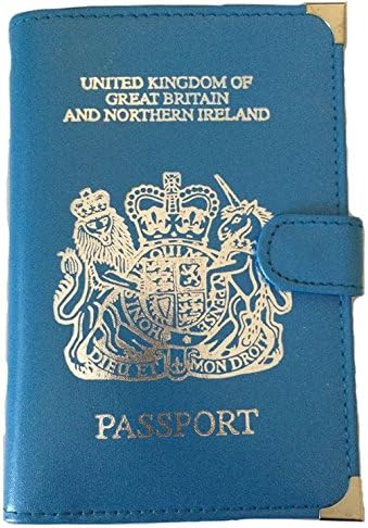 Metallic Blue United Kingdom, Great Britain and Northern Ireland Passport Cover/Wallet
