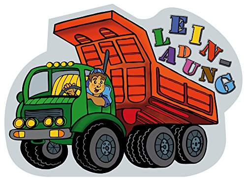 6 Einladungskarten * BAUSTELLEN KIPPER * für Kindergeburtstag oder Motto-Party von DEKOSPASS // Kinder Bob Geburtstag Party Kinderparty Einladung Einladungen Karte Einladungs-Set Bauarbeiter Baumeister - 2