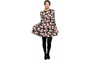 BODYWEAR LTD Womens Kids Christmas Swing Dress Long Sleeve Off Shoulder Xmas Party Festive Home Celebration Machine Washable Viscose Elastane Pull-On