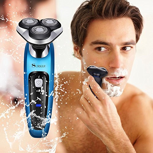 SURKER Elektrorasierer 3D Rasierer Bartschneider 3 in 1 Präzisionstrimmer, Vollständig abwaschbar Barttrimmer set Blau - 3