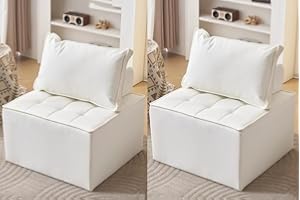XQIDA DURABLE Sofá modular combinable para apartamento pequeño y lujoso conjunto de sofá modular para sala de estar y adecuado para sala de estar/estudio/apartamento/sofá perezoso Tofu Cube 2 piezas y blanco