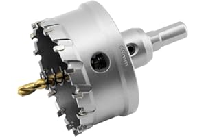 Aohhy 65mm Broca Cortadora de Agujeros de Metal, Cortador Orificio con Punta de T.C.T Carburo de Tungsteno para Chapa de Acero Inoxidable, Metal, Aleación, Hierro, Madera