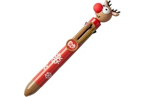 Tinc - Stylo à Bille Multi-Clic Retractable, Multicolor, Idéal pour l'Ecole ou la Maison, Accessoire de Papeterie Pratique et Amusant pour Enfant, Rennes de Noël