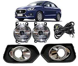 Car Fog Lights with Chrome Bezel For Latest Maruti Suzuki Dzire 2018 (Medium, WS-RC3800-GENE)