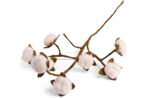 ‎GRY & SIF Én Gry & Sif Deko Zweig für Vase I Baumwollzweig Scandi I Handgefertigter Naturfilz Fair-Trade I Baumwollblüten - 1 x - 60 cm