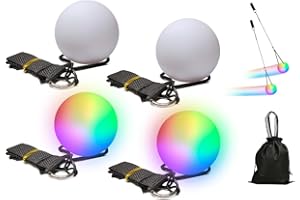 Abiyou Juego de 4 piezas LED Poi Balls, LED Poi Set,Spiral Pois,Soft Spinning POI Spielzeug Set,mit Rainbow Farben und Strobe-Effekt,Soft-Pois für Kinder,für WahlVeranstaltungen,Schulen,Konzerte
