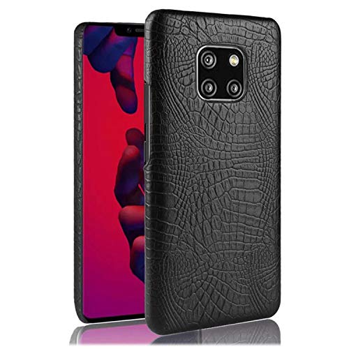 Olixar Crocodile Pattern Leather-Style Compatible with Huawei Mate 20 Pro - PU Faux Leather - Slim Protective Cover - Black