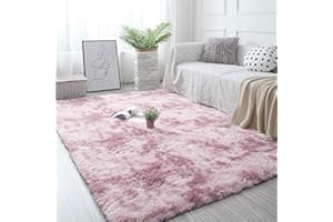 Pauwer Soft Fluffy Area Rugs Faux Fur Floor Carpet Rug Extra Soft and Comfy Carpet Non-Slip Indoor Fluffy Thick Area Rug for Living Room Bedroom (Pink, 120 x 160 cm)