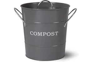 Garden Trading 3.5L Compost Bucket Crafted in Powder Coated Steel - Colour Grey