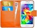 Produktbild G-Shield Hülle für Samsung Galaxy S5 Mini Klapphülle mit Kartenfach (G800F) - Orange