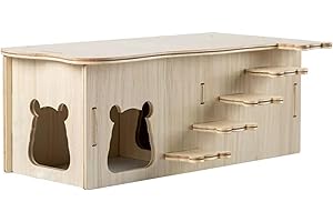 TOKAYIFE Hamster House, Wooden Pet Small Animal Hideout Hut, Natural Living House Cage Décor for Syrian Hamsters Dwarf Hamster Gerbil Rat Chipmunk (MZ-137)