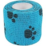 2-TECH blauer Pfotendruck Hundeverband selbsthaftende Bandage Haftbandage 5cm x 450cm Pfoten Verband