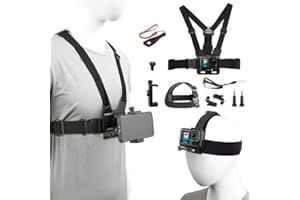 MERLIN TEK Phone Chest Mount Harness Holder Kit, Head Strap Holder & Mobile Phone Strap Clip for Filming Video, Adjustable & Stability Body Mount for GoPro 12/11/10 DJI Osmo & Most Phones Action Cameras POV/VLOG