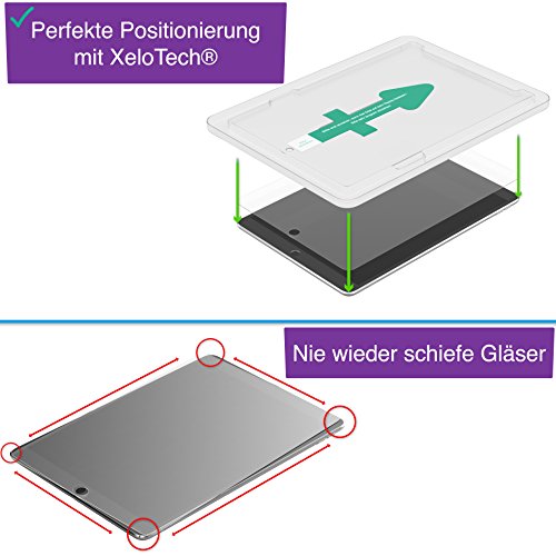 XeloTech iPad Pro 9.7 / iPad 2017 / iPad Air 2 & Air Premium Panzerglas Folie mit Schablone für hohe Passgenauigkeit | Sehr hohe Qualität - 2