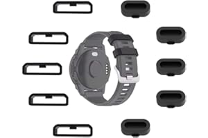 MTHGH 22mm Correa de Reloj Loops para Garmin Fenix 7/6/5 /Forerunner 965/955/945/935 Smartwatch Fastener Rings [5 Piezas]+ 5 Piezas Tapón del Polvo, Seguro Anillos de sujeción del Conector Loop