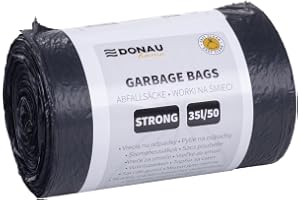 DONAU HOME 35L x 50 sopsäckar, 1 rulle, svarta, starka (LDPE), för avfallssortering