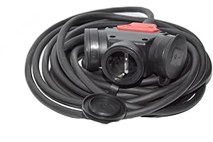 HILARK CABLE TECH Hilark Cable de extensión (Exterior) H07RN-F 3g2,5 mm (3x2,5 mm) 3 nidos Shuko 25311-s, Color Negro (5 Metro, Negro)