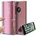 Produktbild Kompatibel mit Samsung Galaxy Note 5 Spiegel Hülle Lederhülle Mirror Clear View Standing Hülle Leder + Spiegel Schutzhülle PU Leder Brieftasche Flip Case Cover Wallet Tasche Hülle für Galaxy Note 5