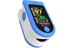 LVOZIZE Oxymétre de Doigt Professionnel, Saturometre de Pouls, Moniteur de Fréquence Cardiaque, Oxymétre de Pouls, Écran LED Couleur Mesure SpO2 et PR, 2 AAA Piles Non Incluses