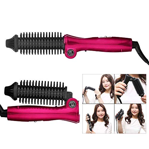 New Fashion Folding Hair Curling Iron Ceramic  Fordable Hair Brush Electric Multifunction Hair Curler Curling Iron Hair Straightener Comb Styling Tools Hairbrush  Red 