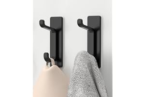 PICKPIFF Gancho Adhesivo De Pared, Soporte Para Toallas De Baño, Gancho Para Toallas De Cocina, Gancho Adhesivo Para Abrigos, Accesorio De Pared Sin Taladrar, Impermeable, Inoxidable, Negro, 2 Piezas