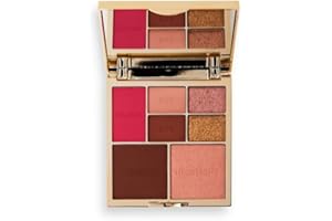 Revolution Pro, True Love Palette Yeux & Visage, Blusher/Bronzer/Highlighter Visage, x4 Pans d'Ombre à Paupières, Palette 7 Pan Multi-Usage, Finition Matte & Scintillante, Peaux Moyennes - Foncées.