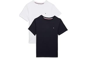 Tommy Hilfiger Chicos 2-Pack Algodón Orgánico Equipo Cuello Camiseta, Cielo del Desierto/Blanco