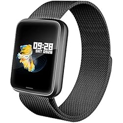 Lintelek Montre Connectée Intelligente, Pression Artérielle Cardio Fréquence Smartwatch Bracelet Connecté Ecran Couleur Montre Sport Etanche Podomètre Chronomètre Cadeau pour Homme Femme Android iOS