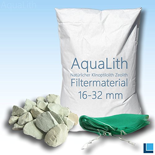 25 KG ZEOLITH Filtermaterial 16-32 mm + 2 x Filtersäcke XL 43x60 cm für Koiteiche, Gartenteiche, Zierteiche und Schwimmteiche