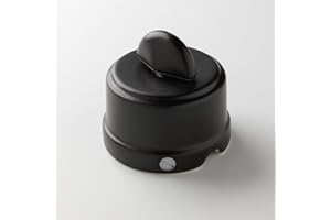 KLARTEXT - Pulsante per Relè a rotazione BELLE ÉPOQUE in stile vintage per installazione con cavo tessile, in pregiata porcellana artigianale, colore nero opaco