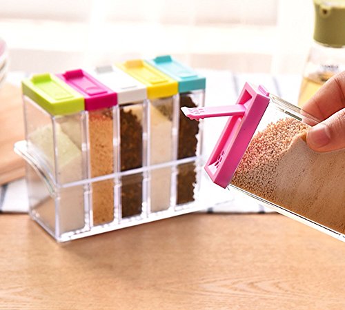 Küche & Haushalt Gewürzdosen, VSOAIR 6 Set Gewürzstreuer Gewürz Box Jar Menage Vorratsbehälter mit Unterschiedlicher Farbe - 6